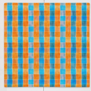 Blue and Orange Bright Plaid Decorative Pillow Case - (Pillow case only)