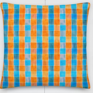 Colorful plaid checkerboard throw pillow - Plaid pattern pillow in two sizes