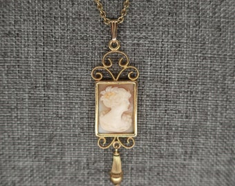 RARE R.F. Simmons Cameo Necklace, Antique Cameo Necklace, Victorian Cameo Necklace, Gift for Mom, Gift for Grandma, High Quality Cameo