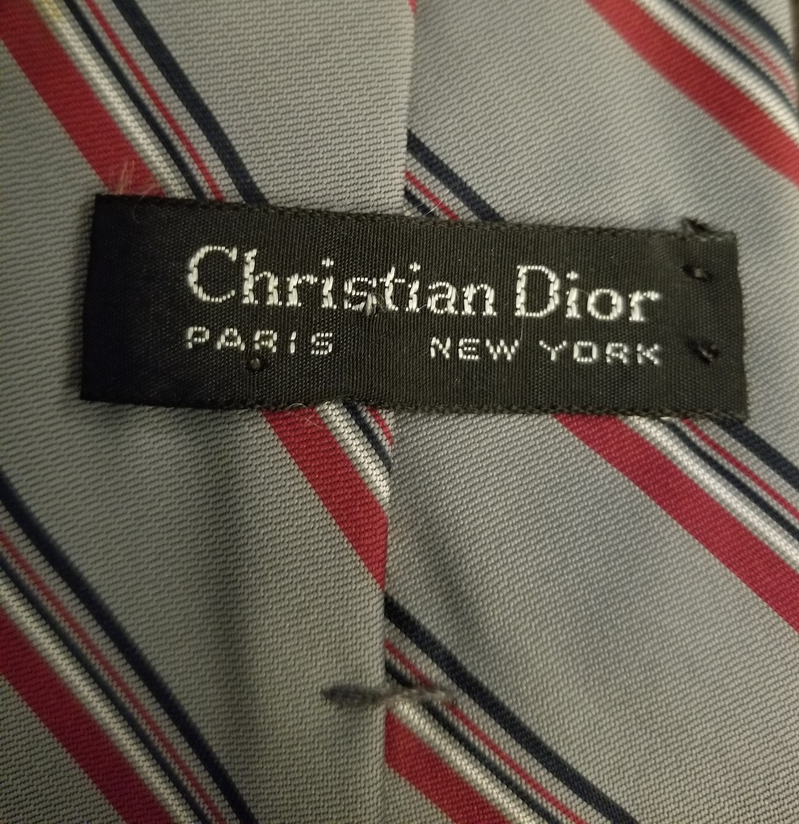 Christian Dior Vintage Black Label Tie Gray With Red Stripes | Etsy