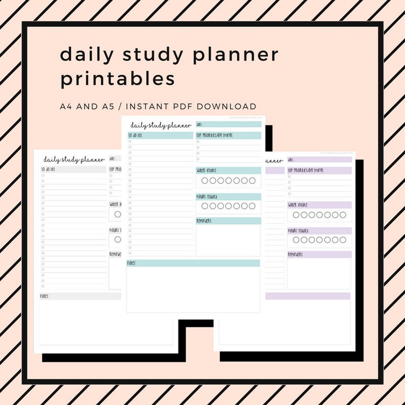 Student Daily Study Planner Printable A4 And A5 High Etsy