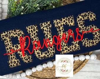Sudadera personalizada con aplique de leopardo para mostrar el espíritu escolar: Sudadera con cuello redondo y mascota personalizada - Camiseta de apoyo al equipo de animación