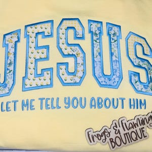 Church Clothing Collection Christian Sweatshirt Design Jesus Appliqué Detail Butter Yellow Comfort Colors Youth Group Apparel Bible Study Outfit Religious Gathering Wear Faith Expression Clothing Witness Wear Everyday Conversation Starter Butter Yellow