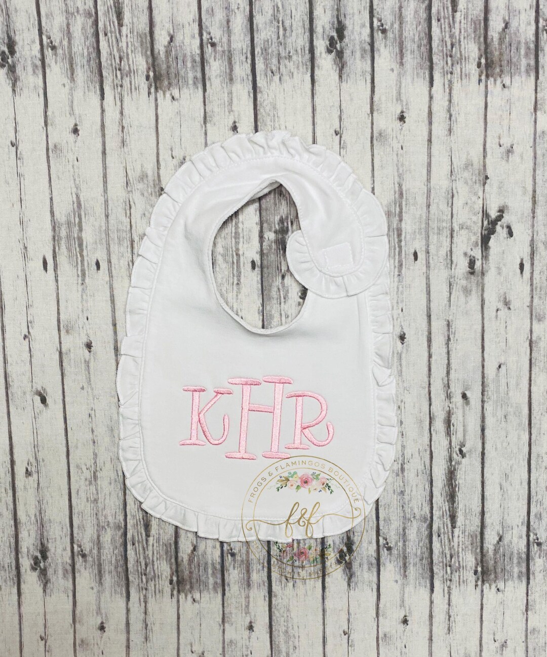 Pink Ruffle Bib Personalized Baby Bib Ruffle Design Custom Embroidery Monogram Option ...