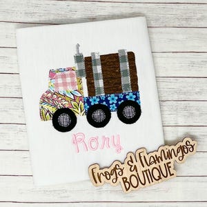 Logging Truck Shirt Name Embroidered Custom Apparel Girl Lumberjack Birthday Outfit Personalized Clothing Timber Theme Woodland Top Child