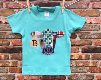 Cow Applique Shirt: Farm Birthday Bodysuit, Personalized Initial