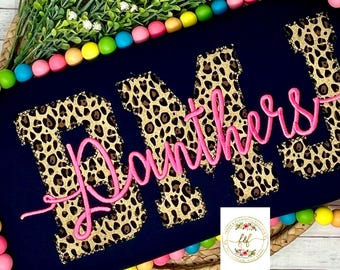 Custom Leopard Appliqué Sweatshirt: Personalized Mascot Crewneck - School Spirit