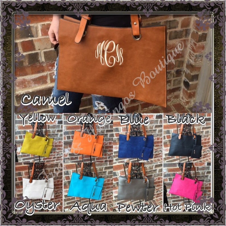 Bridal Gift Monogrammed Tote Birthday Gift Christmas Gift Monogram Monogrammed Bag Monogrammed Faux Leather Purse Personalized Item