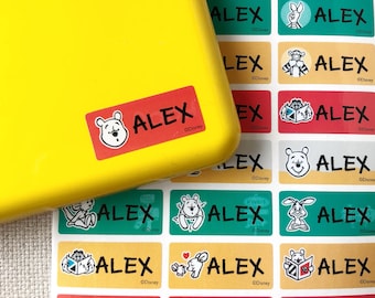 Waterproof Winnie the Pooh Name Stickers Personalized Daycare Labels Dishwasher Safe School Tags