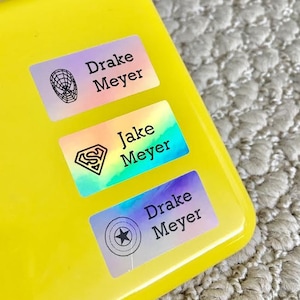 Superhero Waterproof name labels | Name tag stickers | Dishwasher safe labels | Superhero stickers School tag labels Hologram stickers