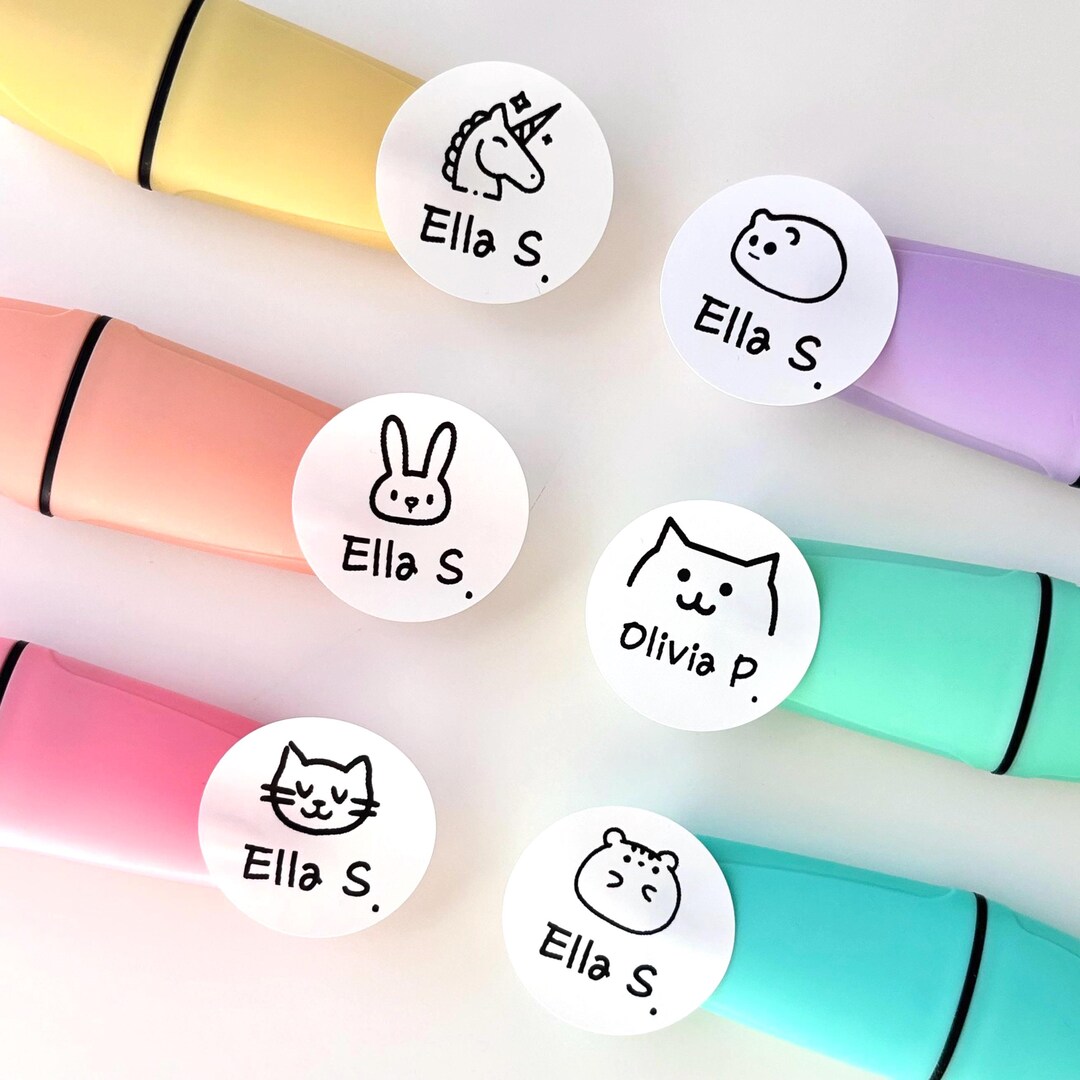 Personalized Round Name Label Stickers Waterproof Labels Simple White ...