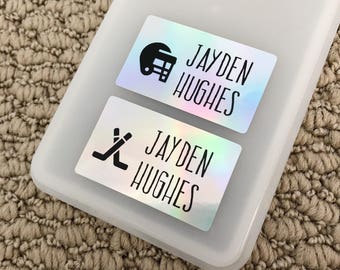 Hockey Waterproof Boy Name Labels Holographic Kids Name Tag Stickers School Name Stickers Personalized Kids Labels