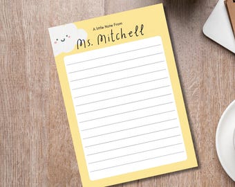 Cute Teacher Notepad Personalized with Name Custom Sticky Notes Pad Back to School Supplies Stationery Gift for Teacher Appreciation Present