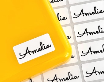 Simple White Name Tag Waterproof Name Stickers for Adults Personalized Name Label Dishwasher Safe School Daycare Stickers Office