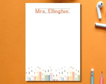 Teacher Appreciation Note Pad Personalized Name Elementary Teacher Gift Custom Classroom Stationery