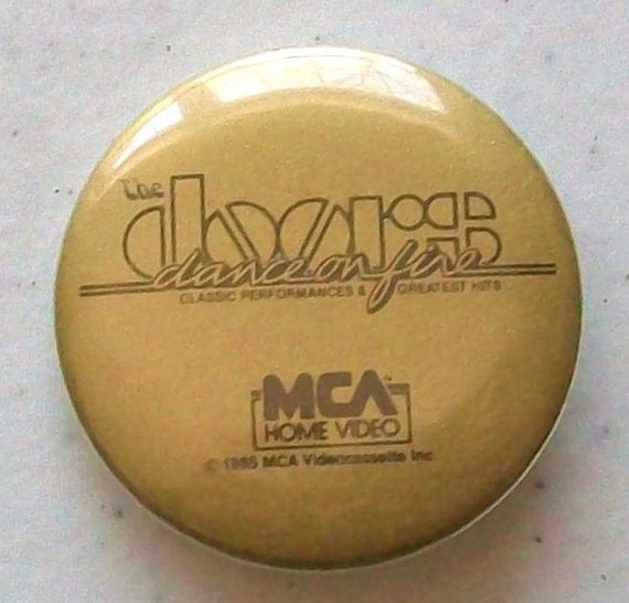 Doors Pinback Rare Mca 1985 Dance On Fire Vintage Badge Button Home Video Collectable Classic Rock Jim Morrison Ray Manzarek