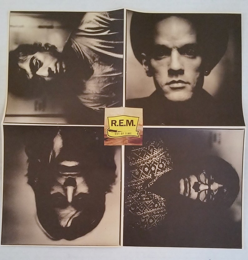 R.E.M Poster OUT OF TIME Vintage Promo 1991 Warner Bros Large 15 x 15 Promo Only Rare Collectable Michael Stipe Indie Rock Memorabilia
