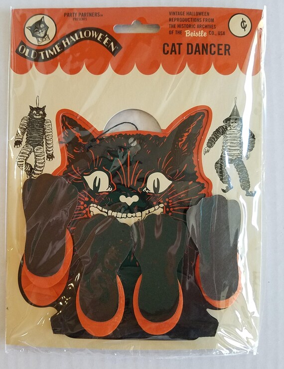 Halloween Witch Dancer Hanging Decoration Choose Cat Or Witch Old Time Vintage Party Collectable Trick Or Treat Reproduction Beistle Scary