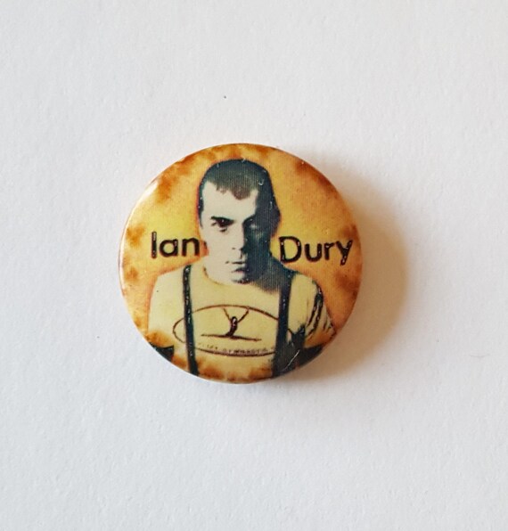 IAN DURY Pinback Vintage Button Badge Rare 1979 Co