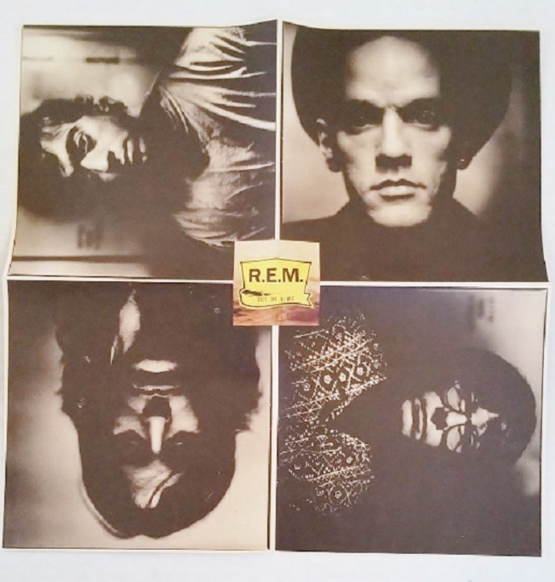 R.E.M Poster OUT OF TIME Vintage Promo 1991 Warner Bros Large 15 x 15 Promo Only Rare Collectable Michael Stipe Indie Rock Memorabilia