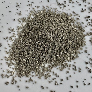 1 lb Bulk Pyrite Granules - Natural Crushed Fools Gold Sand - Tiny Rough Healing Rocks - 1-4mm and smaller - FINE grain size - 16 oz