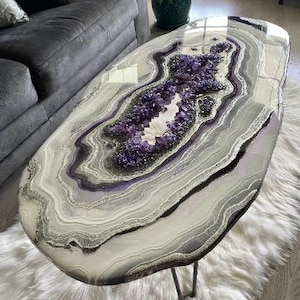 Brazilian Amethyst Geode Coffee Table - Made to Order - Epoxy Resin Luxury Home Decor