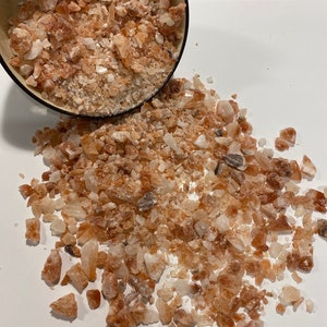 1/2 lb Crushed Red Calcite Crystals - Bulk Rough Gemstone Chips - Brazil - MEDIUM grain size - 8 oz