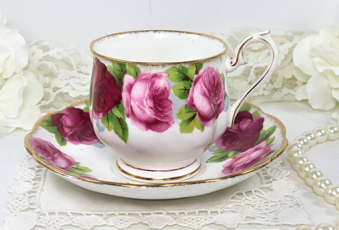 Old English Rose Teacup and Saucer Royal Albert Gifts for Her Etsy