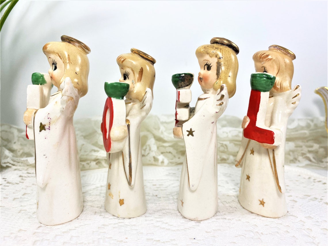 Commodore NOEL Angel Candle Holders Set of 4 Original Box Etsy