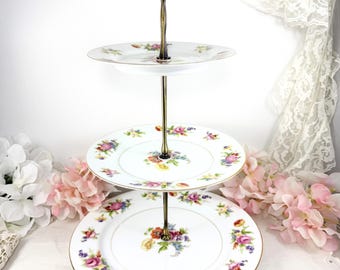 Tiered Cake Stand, Vintage Noritake Phyllis China, Wedding Bridal Shower Tea Party, Cupcake Serving Tray, Mother's Day Gift