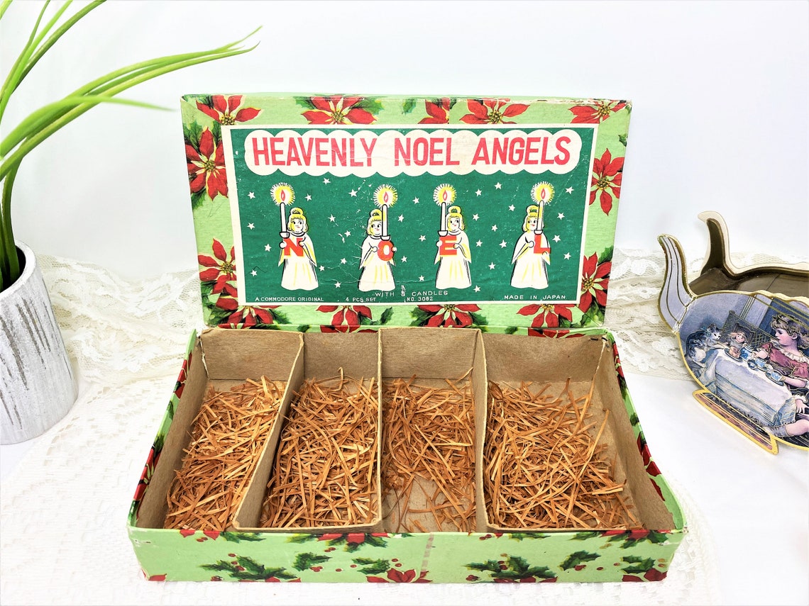 Commodore NOEL Angel Candle Holders Set of 4 Original Box Etsy