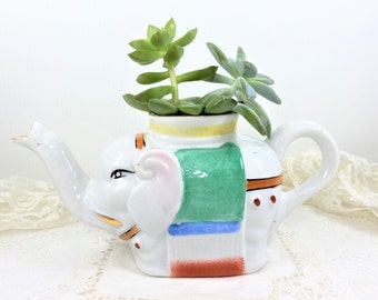 Vintage Elephant Teapot, Repurposed Teapot, No Lid, Indoor Planter