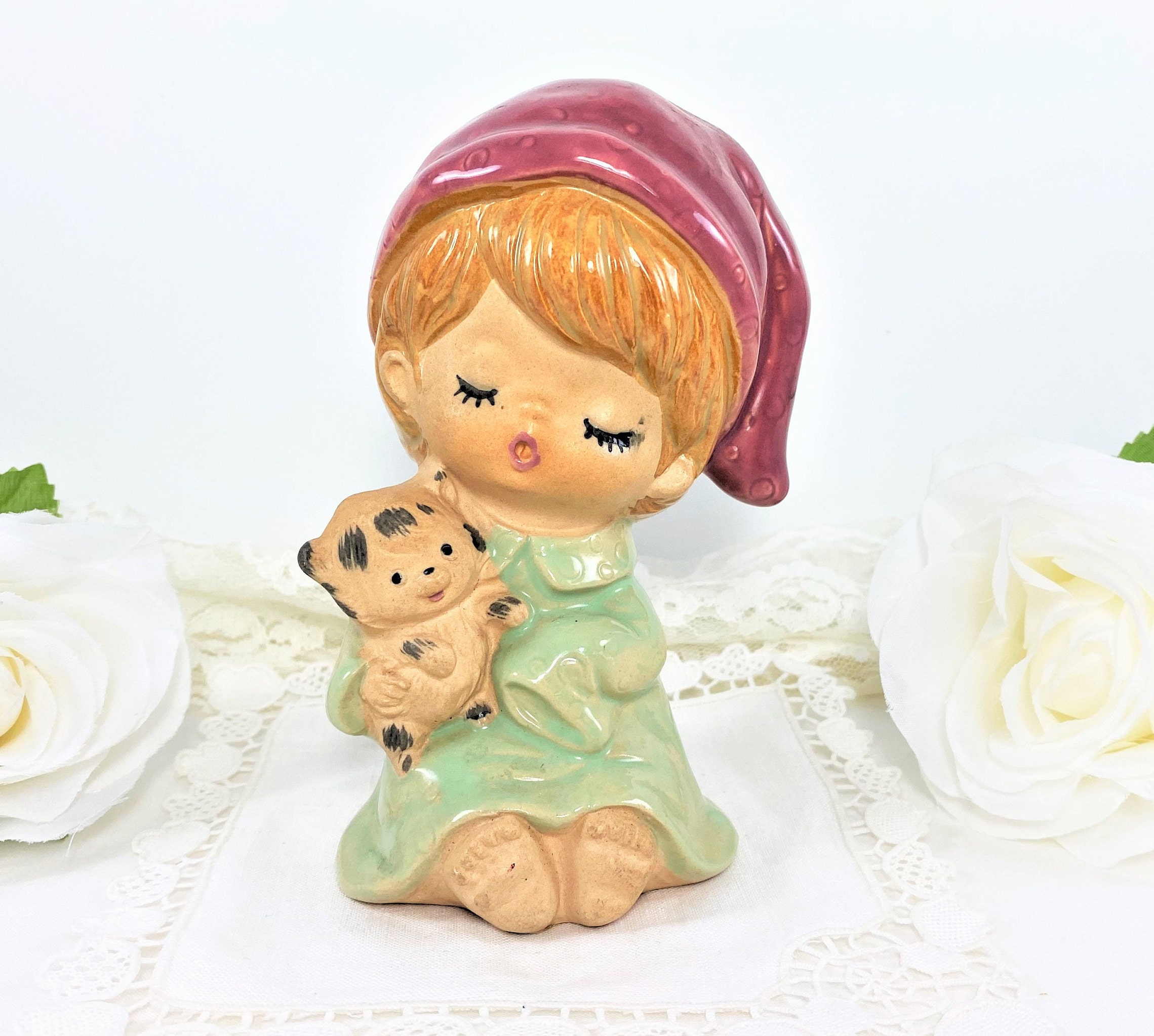Vintage 1960s Child Figurine Coin Bank Piggy Bank Nursery Etsy