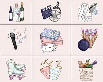 Iconos del planificador de actividades divertidas: Clipart de acuarela (Descarga digital)
