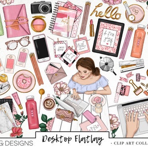 Planner Girl Fashion Girlboss Clip Art Watercolor Clipart PNG Desktop Flatlay Work Blogger Stationary Hand Drawn Planner Sticker Graphics