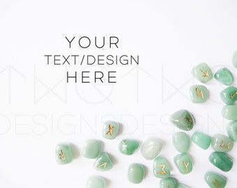 Download Jade Sage Healing Crystals Stones Styled Stock Photography Product Styling Web Design Background Mock Up Marketing Blog Photo High Res File Awesome T Shirt Mockup Psd File PSD Mockup Templates