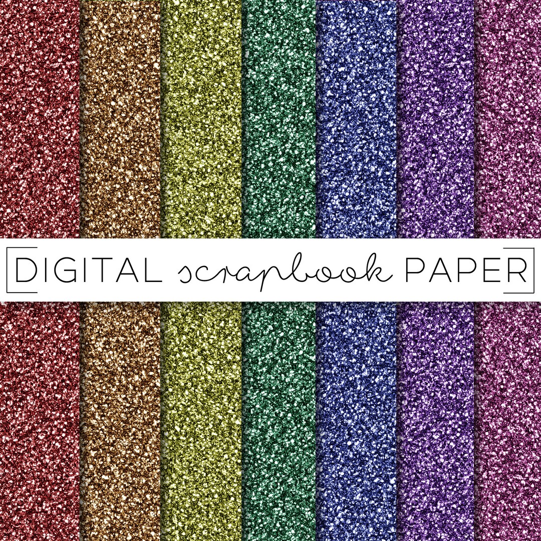 Rainbow Glitter Digital Paper: Scrapbook Texture Backgrounds (digital ...
