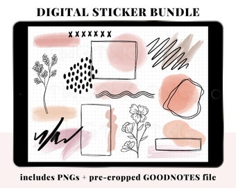 Aesthetic Collage Elements Digital Planner Stickers Bundle - Clipart PNG icons + precropped Goodnotes file digital planning deco