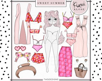 Kimi Klose Paper Doll Clipart: Fox Character, Clothes & Accessories (Digital Download)