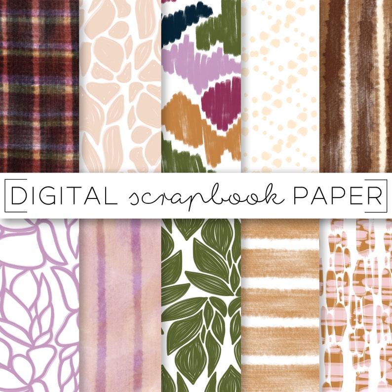 Earth Tone Abstract Painterly Print Digital Scrapbook Paper Etsy