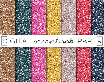 Glitter Gemstone Colors Digital Scrapbook Paper (Digital Download)