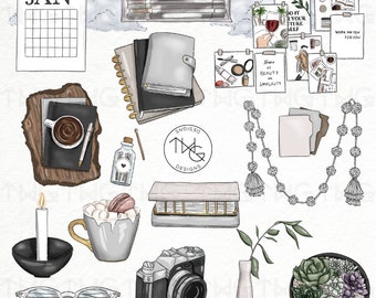 Planning Clipart: New Year Mood Board Graphics (Digital Download)