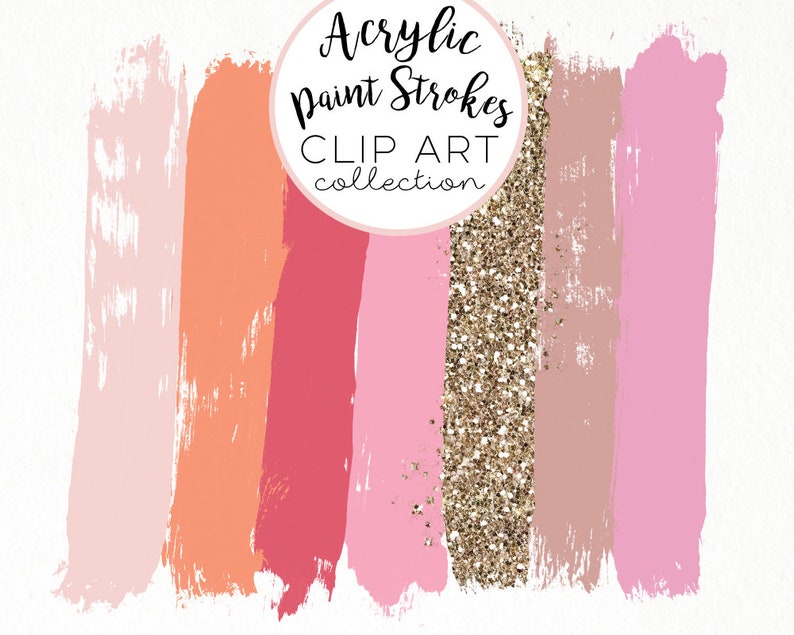 Paint Brush Stroke Clip Art Clipart Pink Peach Gold ...