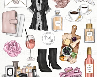 Girly Roses Clipart: Valentine's Day Planner Icons (Digital Stickers)