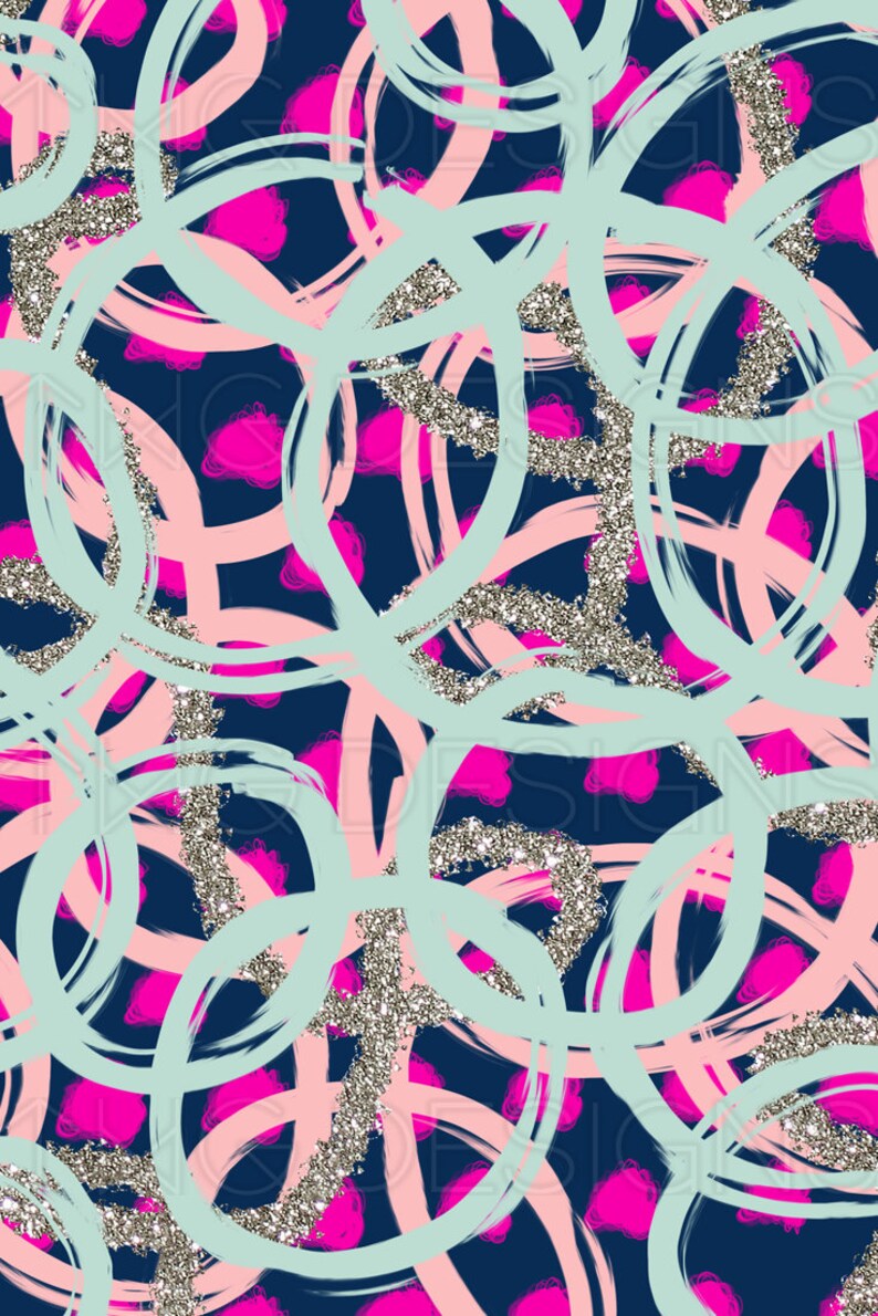 Navy Blue Pink Peach Digital Scrapbook Paper Watercolor Gold | Etsy