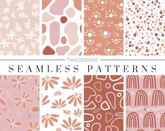 Boho Abstract Seamless Patterns: Watercolor Digital Paper (Digital Download)