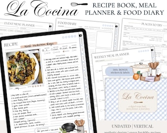 Digital Recipe Book Meal Planner: Undated, Hyperlinked (Goodnotes, Notability)