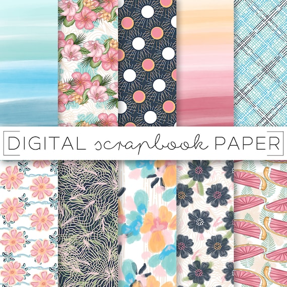 Watercolor Florals Digital Scrapbook Paper: Abstract Painterly Prints (Digital Download)