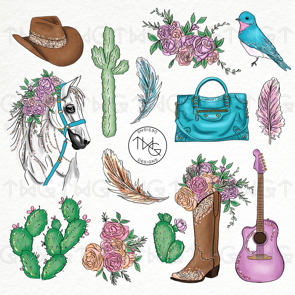 Western Rodeo Fashion Girl Clip Art Watercolor Clipart PNG Country Chic  Hand Drawn Babe Illustration Planner Sticker Graphics Basic License - Etsy