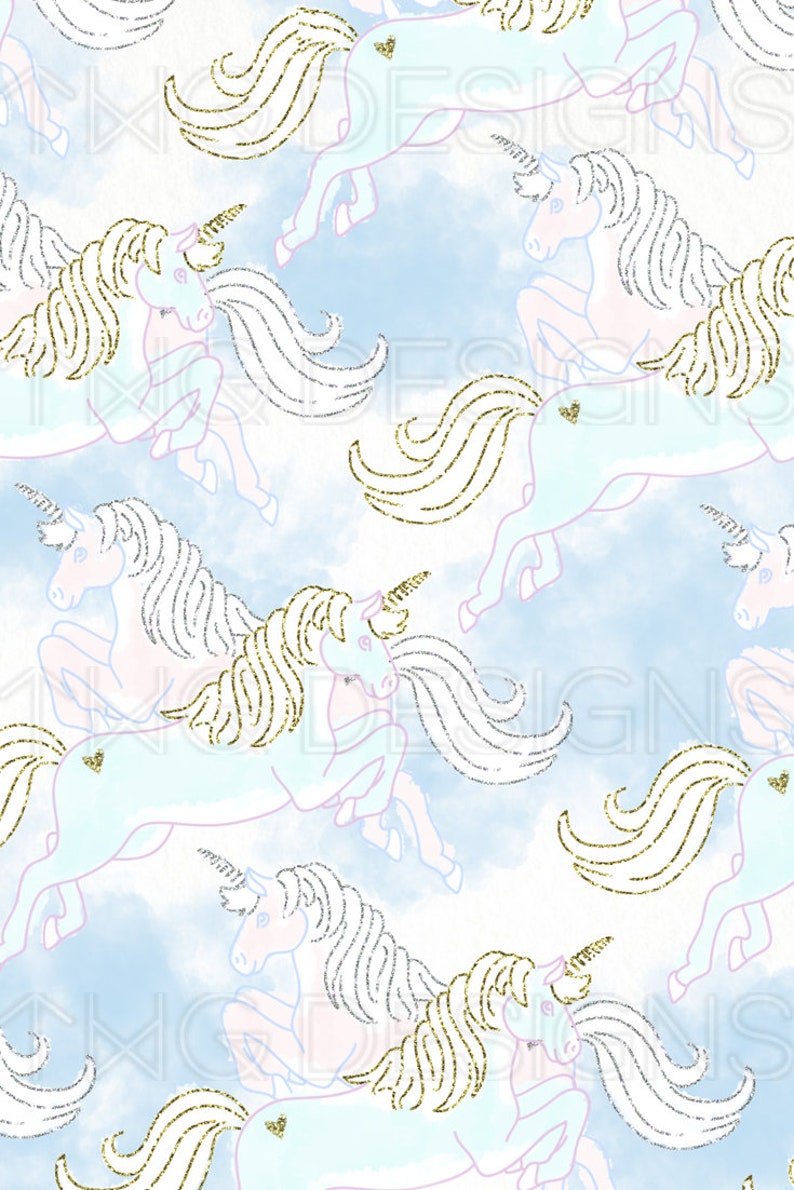 pastel unicorn glitter watercolor digital scrapbook paper etsy
